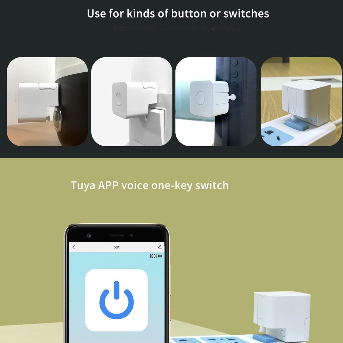 Wireless Bluetooth Smart Button Pusher Switch Remote Control Bot White CR2