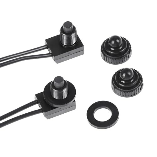 2 PCS Waterproof Push Button Switch, KP-107 12V On/Off SPST Switch with 4.5