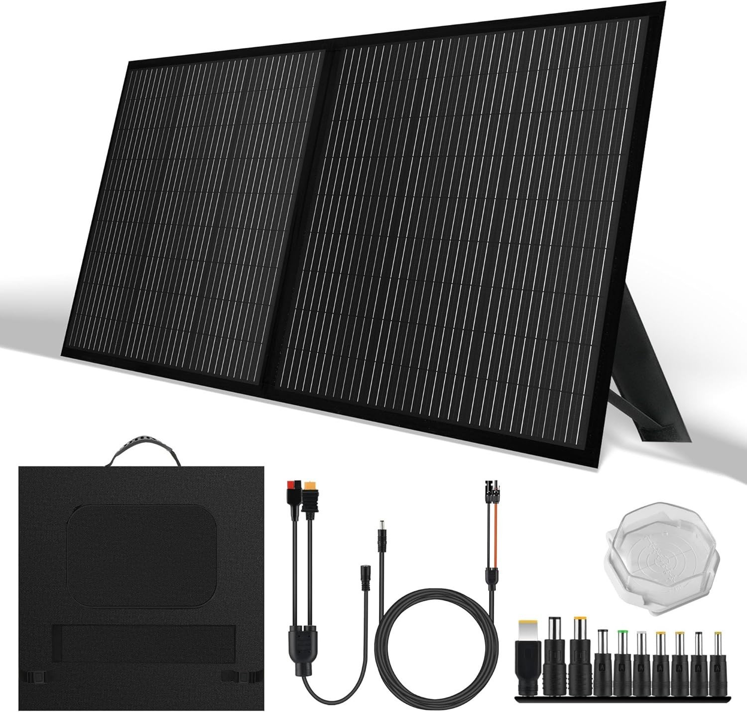 Black 100W Portable Foldable Solar Panel Kit for Power Station for Camping RVs