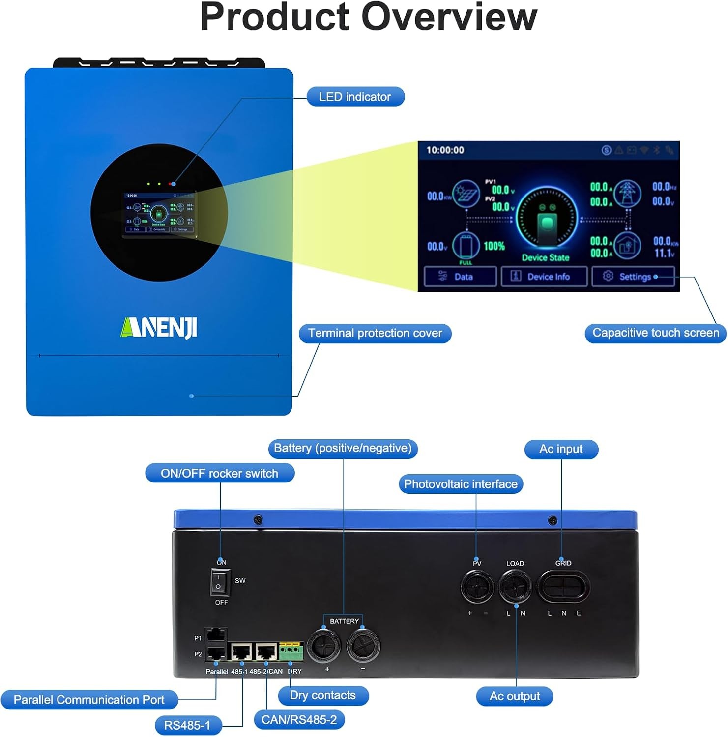 6000W 48V Solar Inverter Hybrid Off-grid 110V/120V MPPT 120A Charger Controller