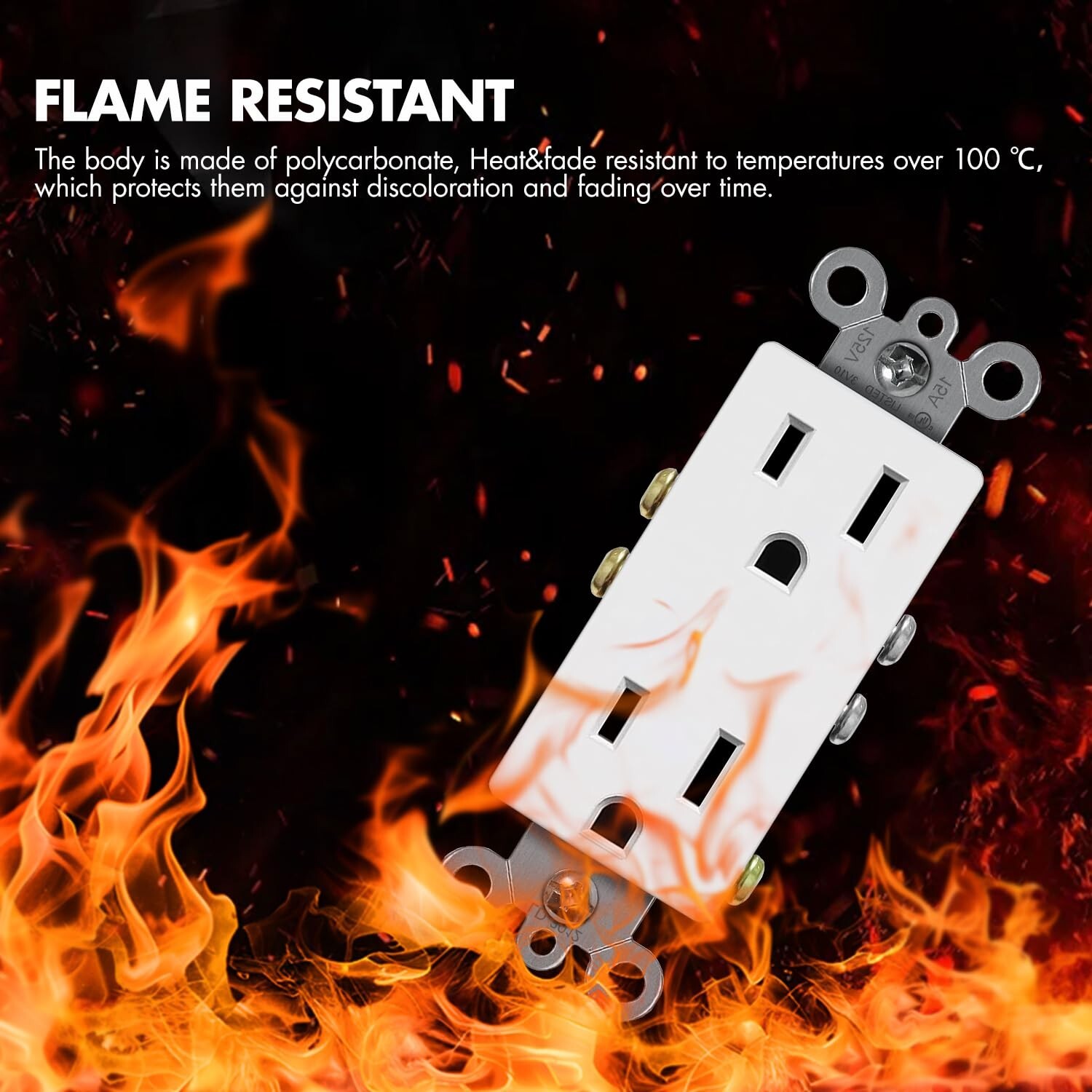 50Pack Outlet Socket, Decora Duplex Receptacle 15 A, 125 V,Non-Tamper Resistant