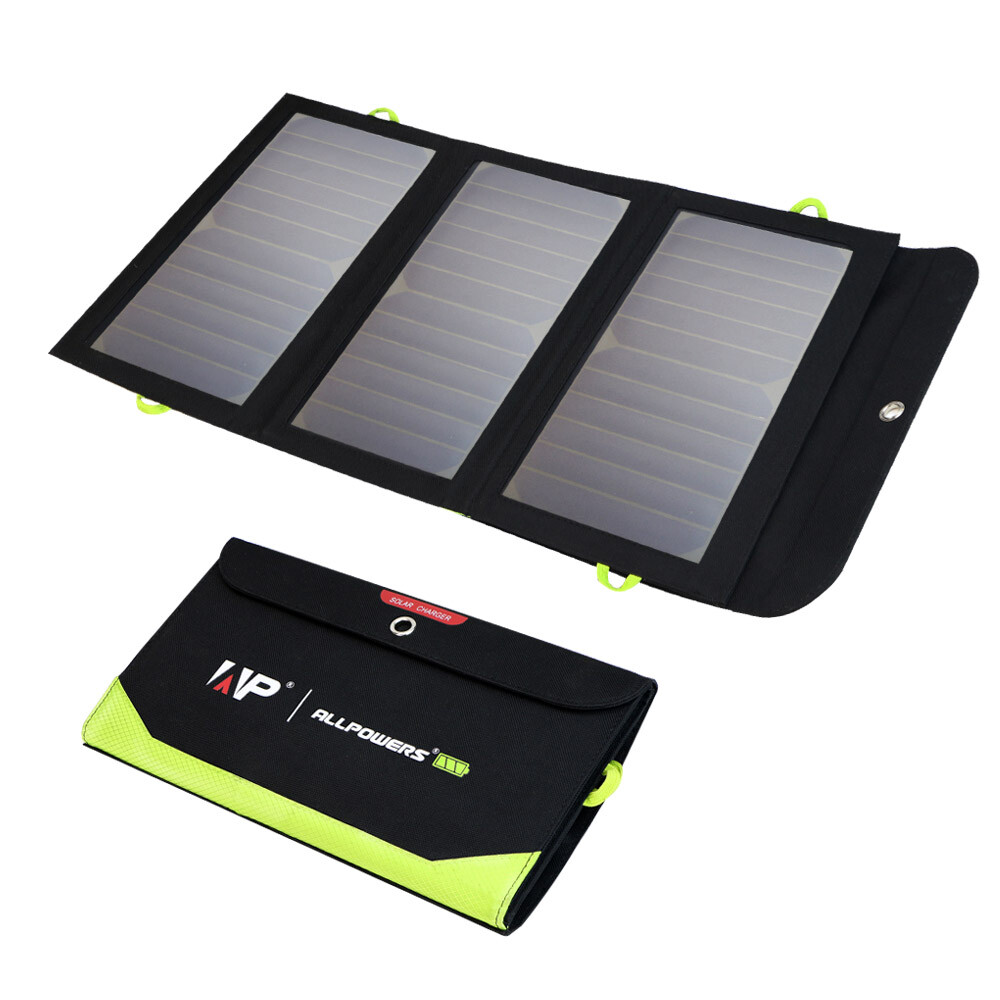 ALLPOWERS 21W Solar Charger with 10000mAh PowerBank and 3 Fast Charging USB-A/C