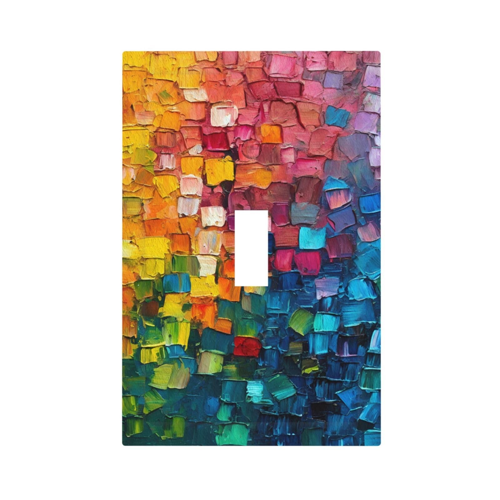 YIJIKJY Decorative Light 1 Gang Single Toggle – 5 X 3 IN, Rainbow Cube Doodle