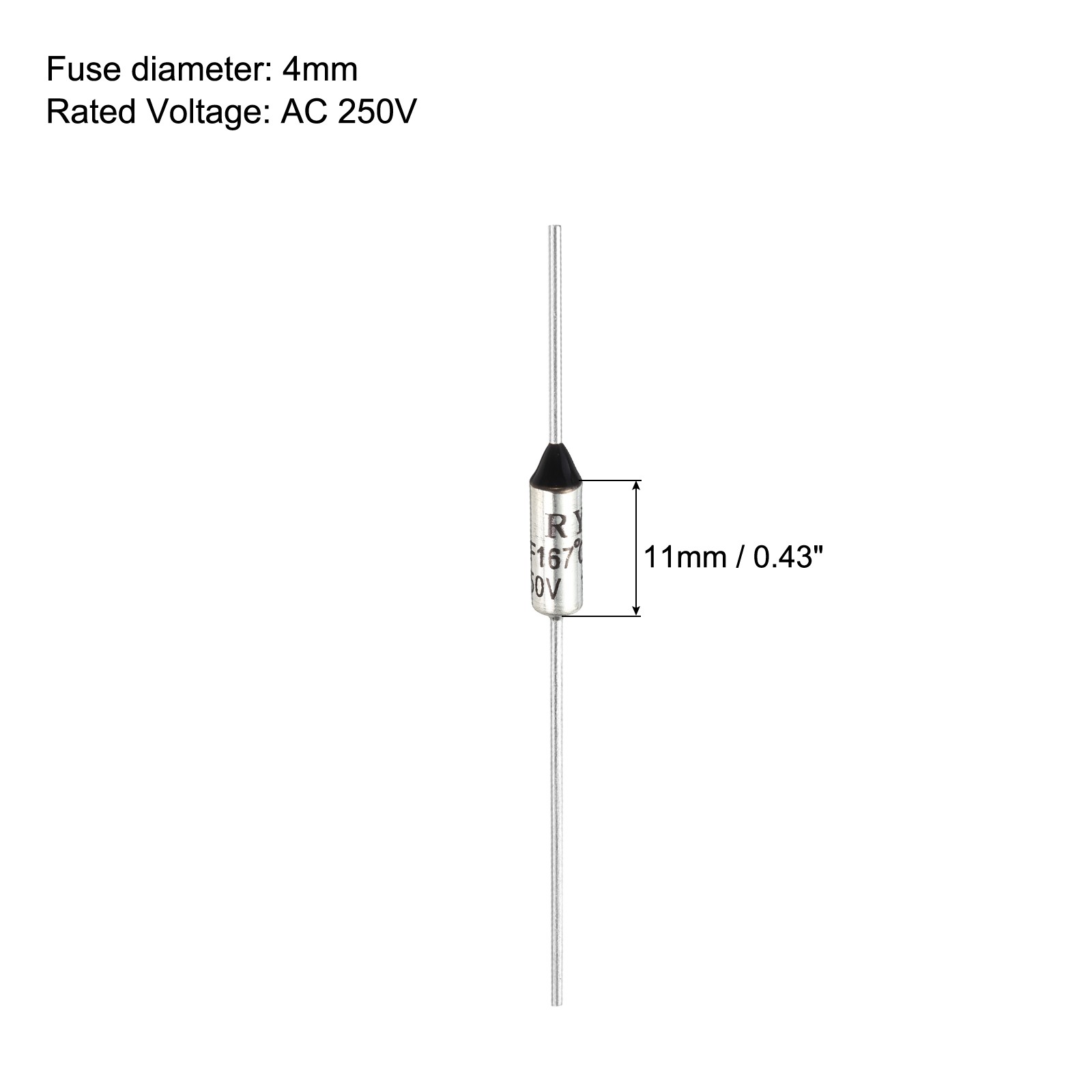 5 Pcs RY167 167 °C 332.6 °F Metal Temperature Thermal Fuse 15A 250V Thermal Fuse