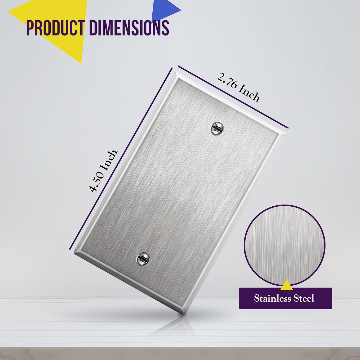 Blank Device Metal Wall Plate, Corrosion Resistant, Size 1-Gang 4.50″ X 2.76″, U