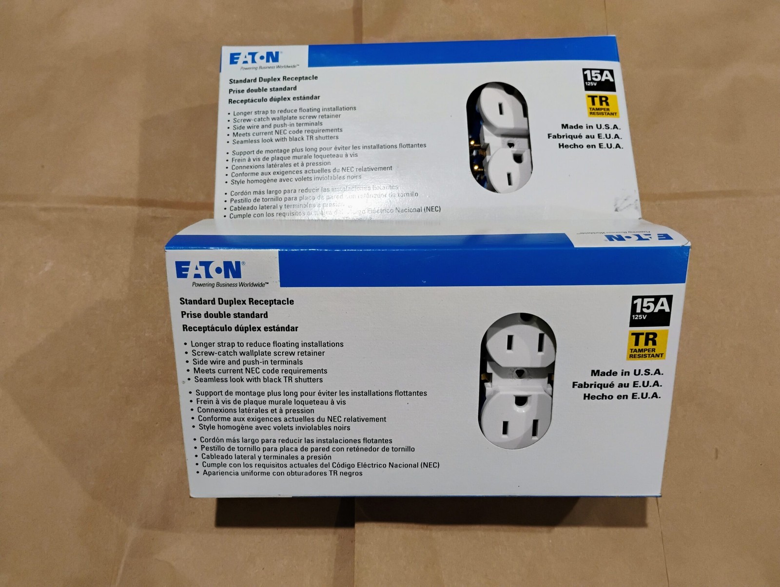 (20) Eaton TR270W White 15-Amp 125-Volt Tamper Resistant Duplex Outlet (2 boxes)