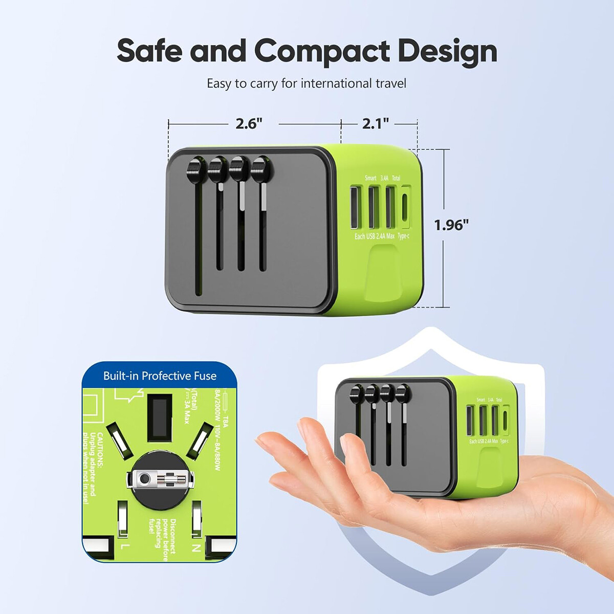 Universal Travel Adapter International All in One USB C Wall Charging Power Plug
