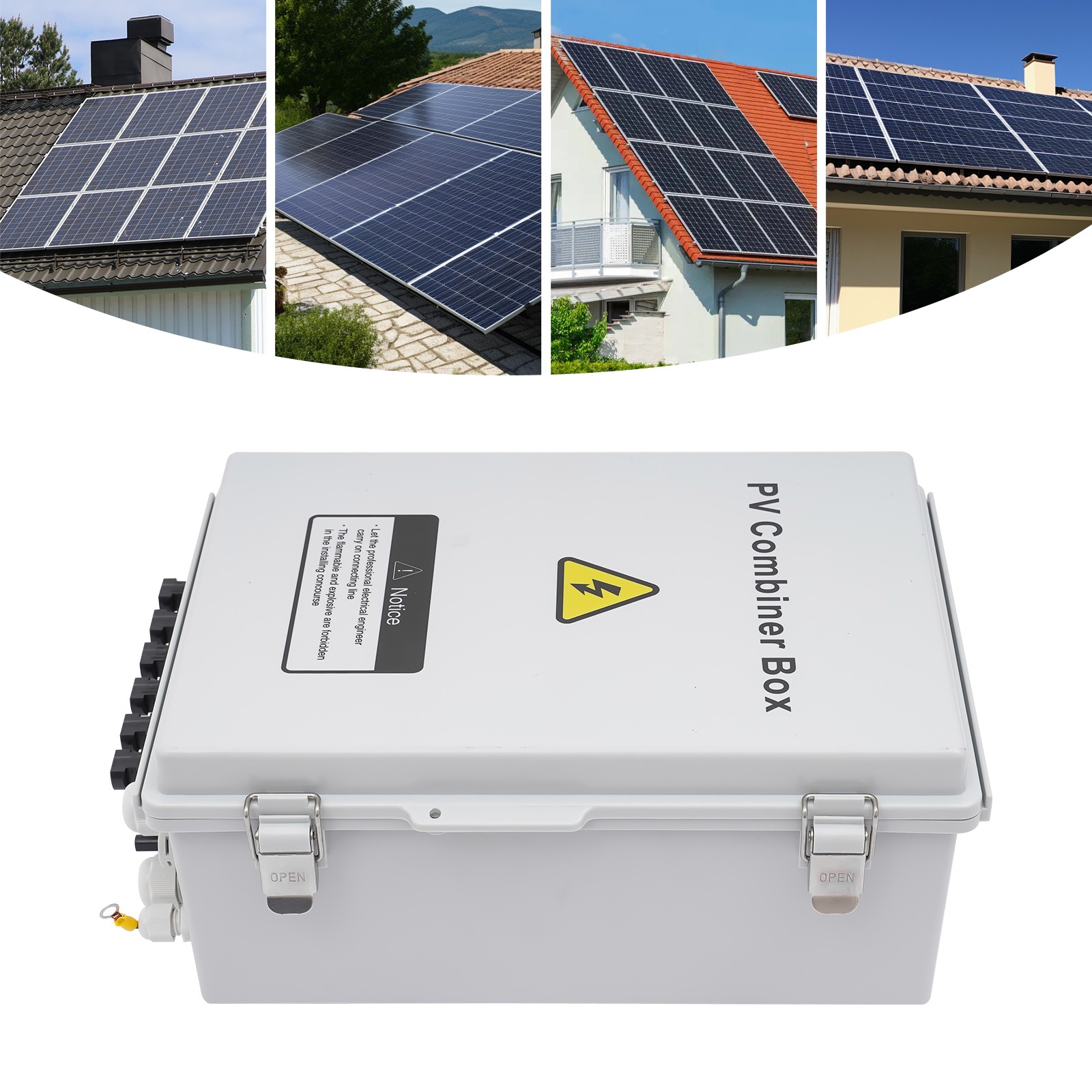 6 String Solar PV Combiner Box 63A Circuit Breaker Junction Box for Solar Panel