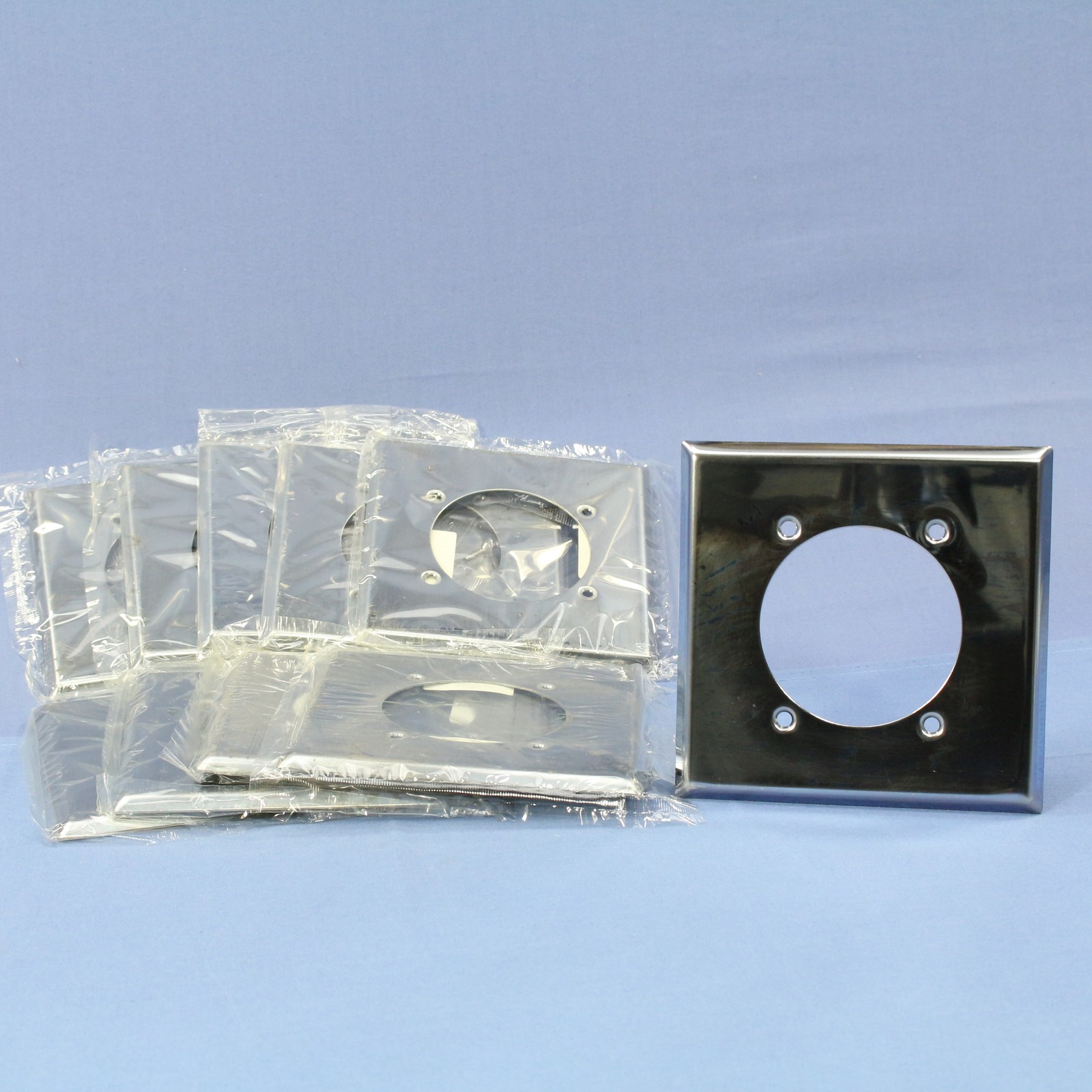 Eagle 69 Chrome 2-Gang Power Outlet 2.15″ Chrome Plated Steel Wallplate 10pcs