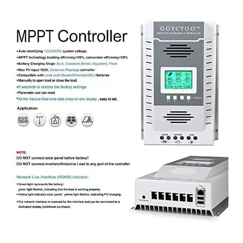 100A 60A-20A MPPT Solar Charger Controller 12V/24V PV 100V DC Battery Regulator