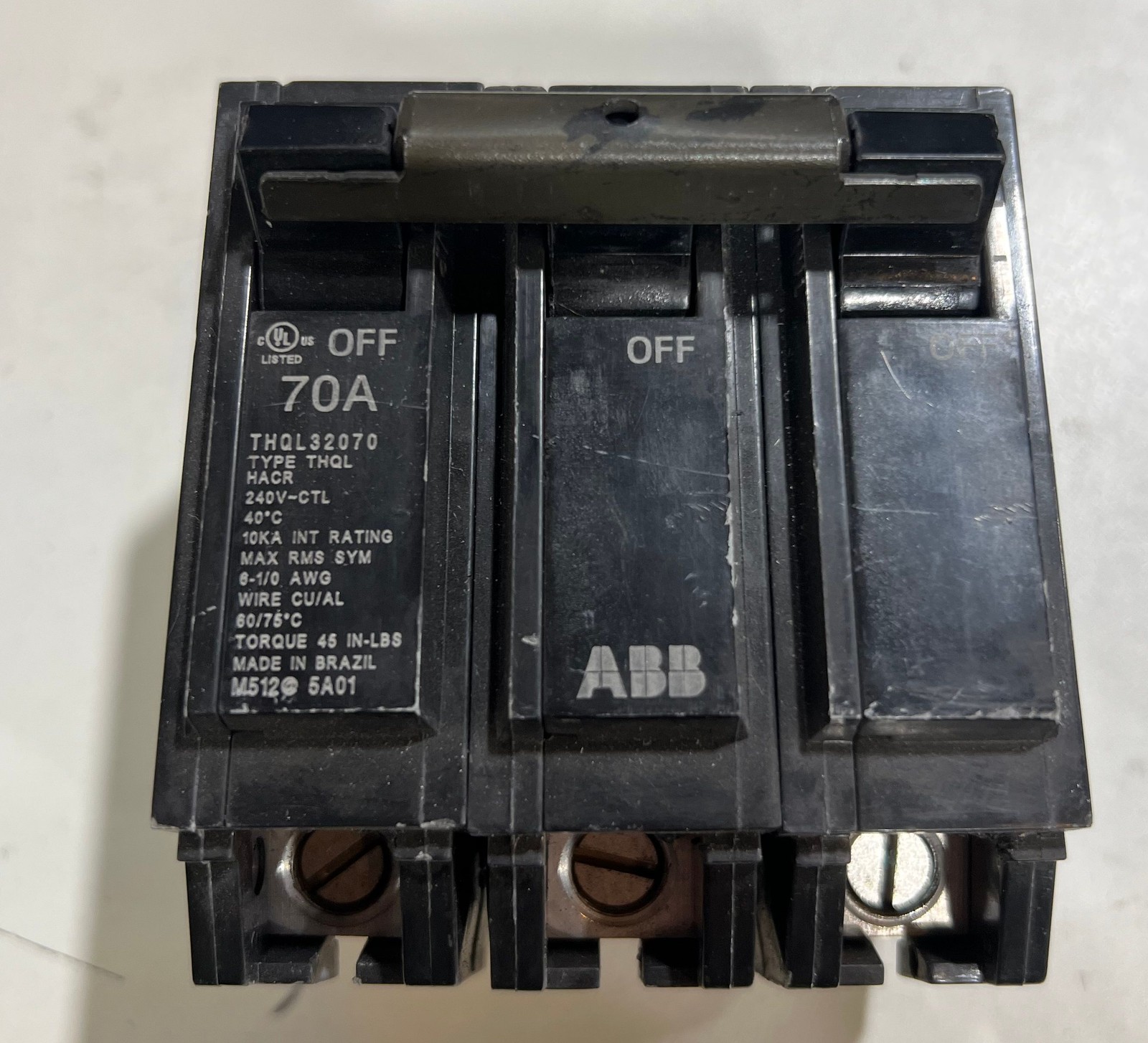 ABB 70 Amp 1 in. 3-Pole Circuit Breaker (THQL32070A)
