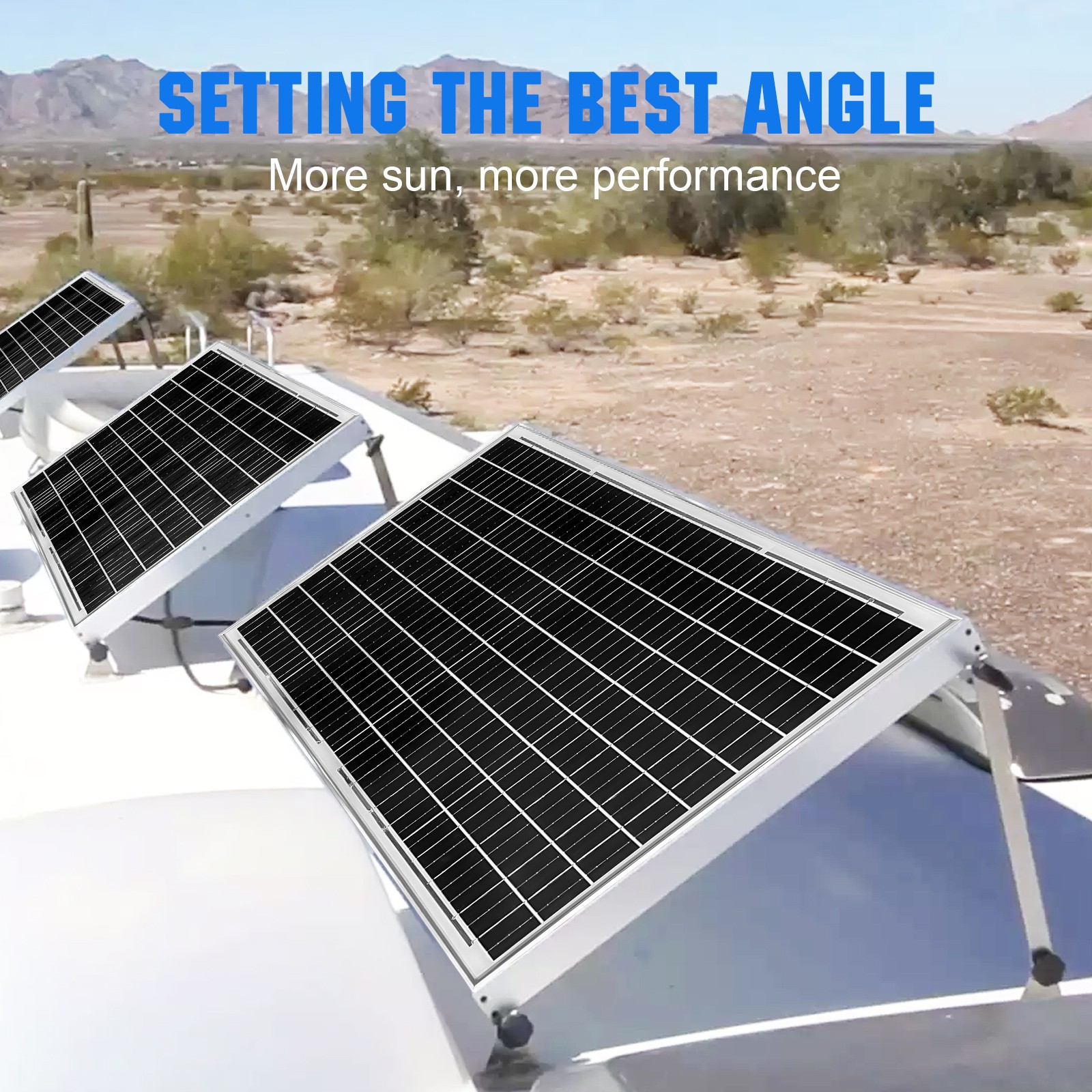 2Set 45 Inch 0-90° Adjustable Solar Panel Brackets Mount Tilt Bracket Caravan RV
