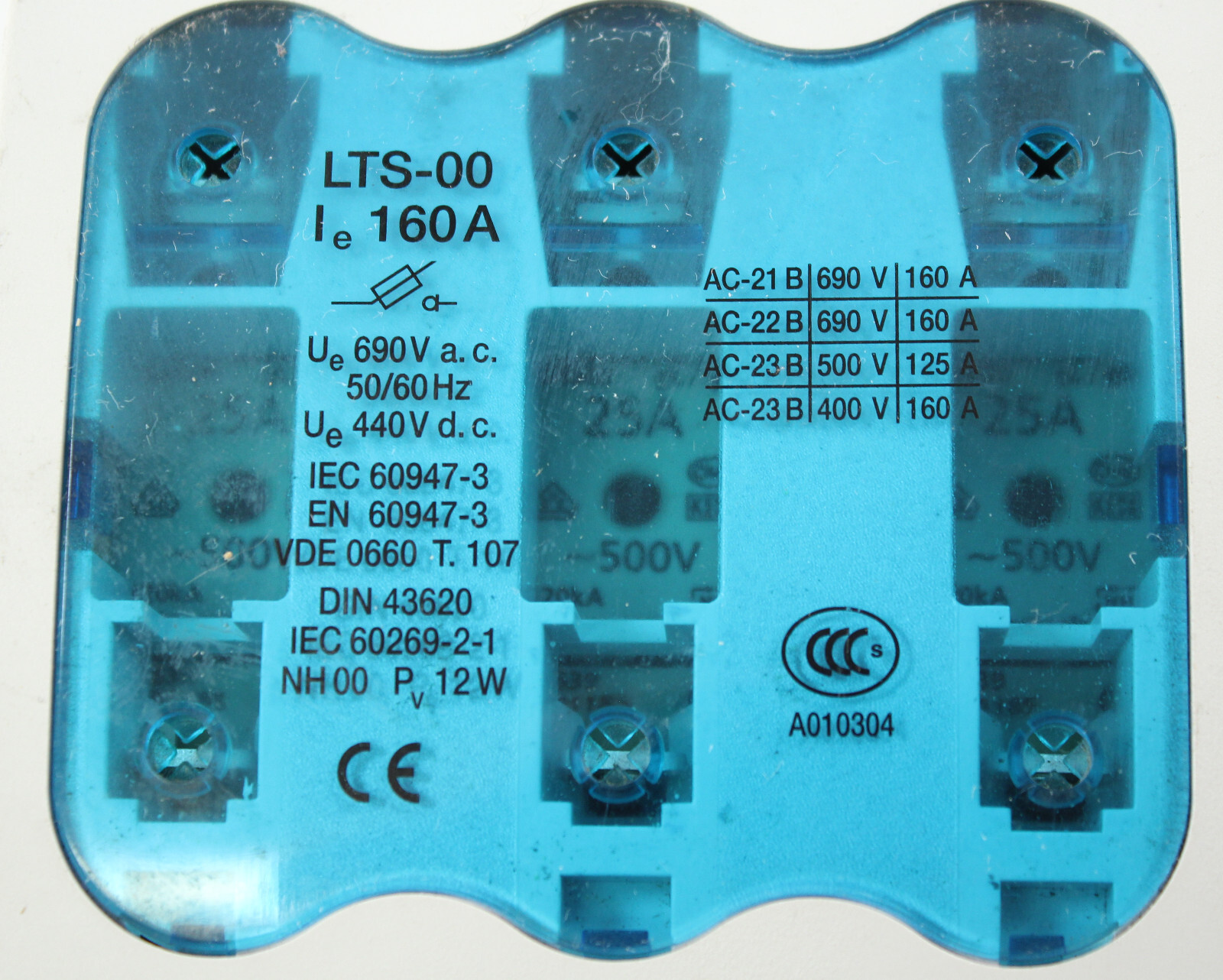 WOHNER 33217 125A NH 000/00C FUSE SWITCH DISCONNECTOR *UT25