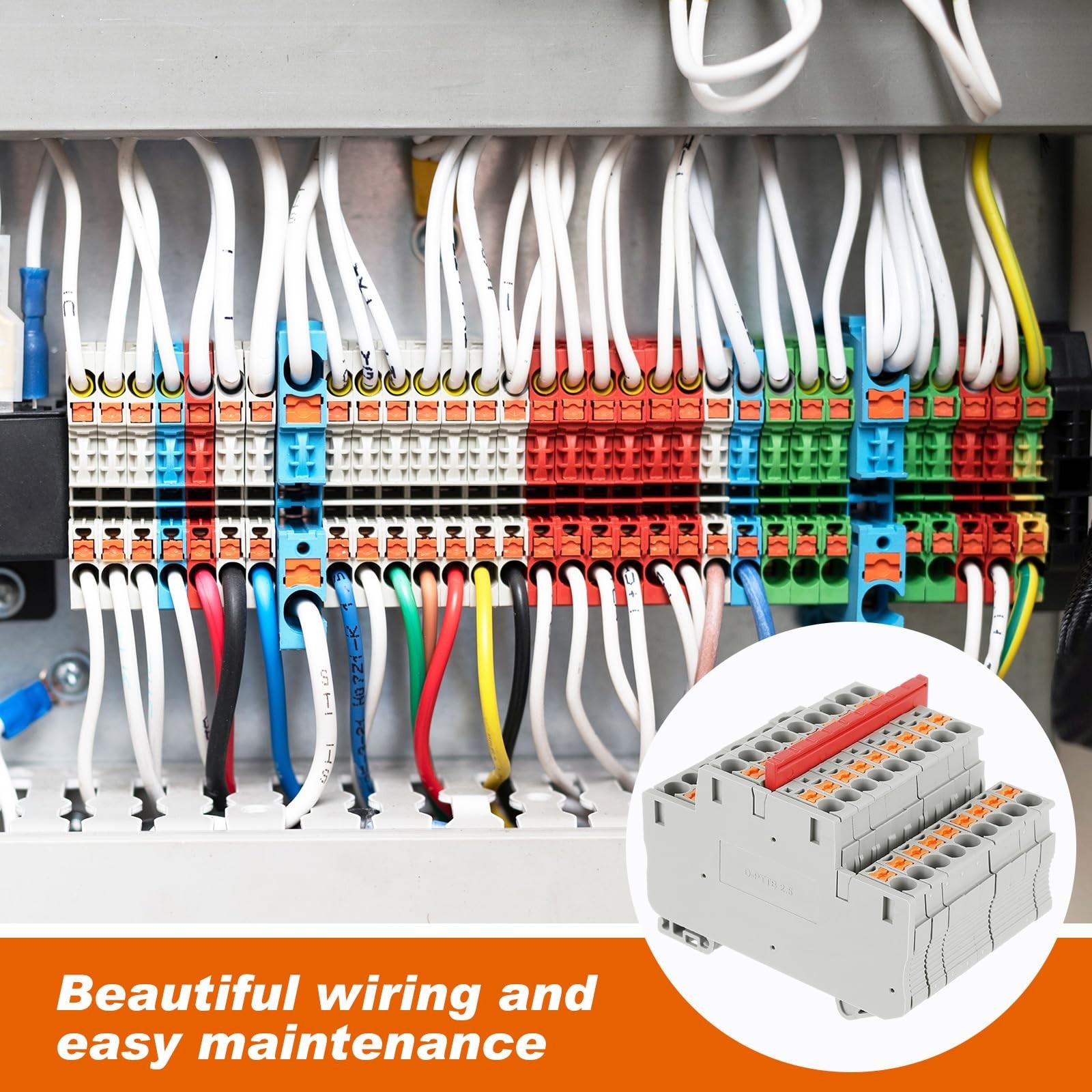 DIN Rail Terminal Block Twin Spring Terminal Connectors Push in Type PT Screw…