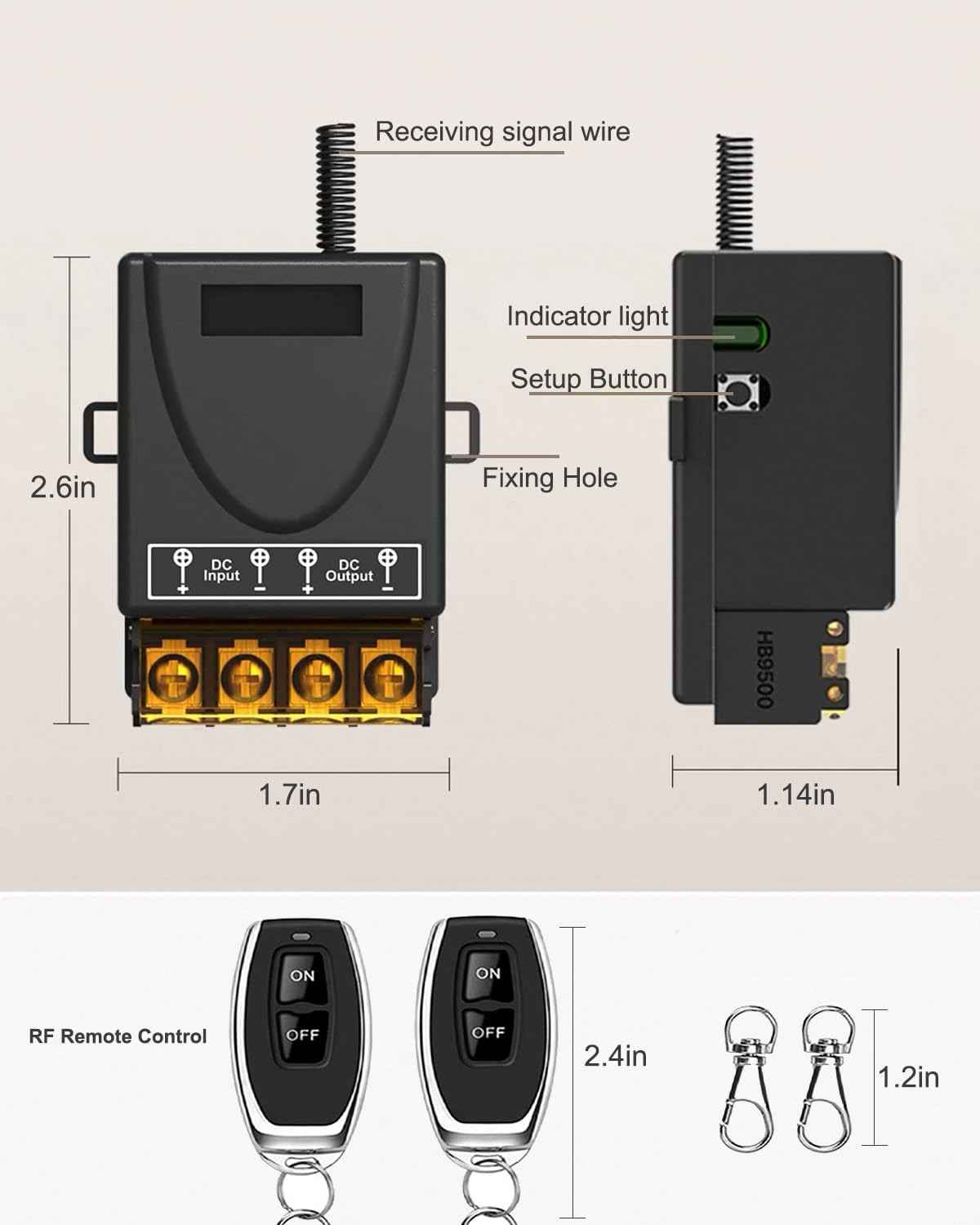 30A 12V Wireless Remote Control Switch Kit – Heavy Duty Relay with 2 Remotes, 32