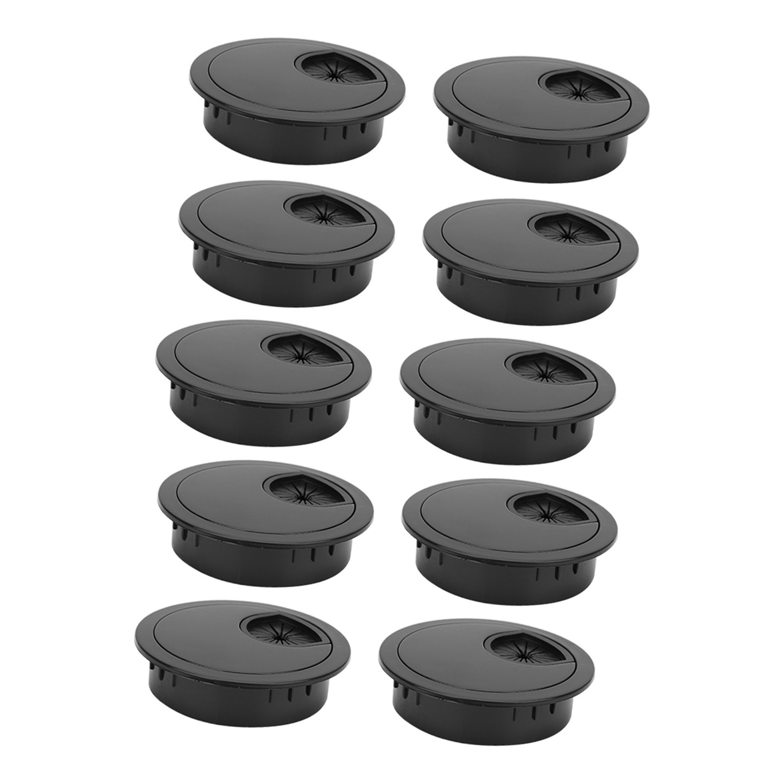 10 Pcs Wiring Grommet Bright Black Desktop ABS Plastic Wire Hole Organizer For O