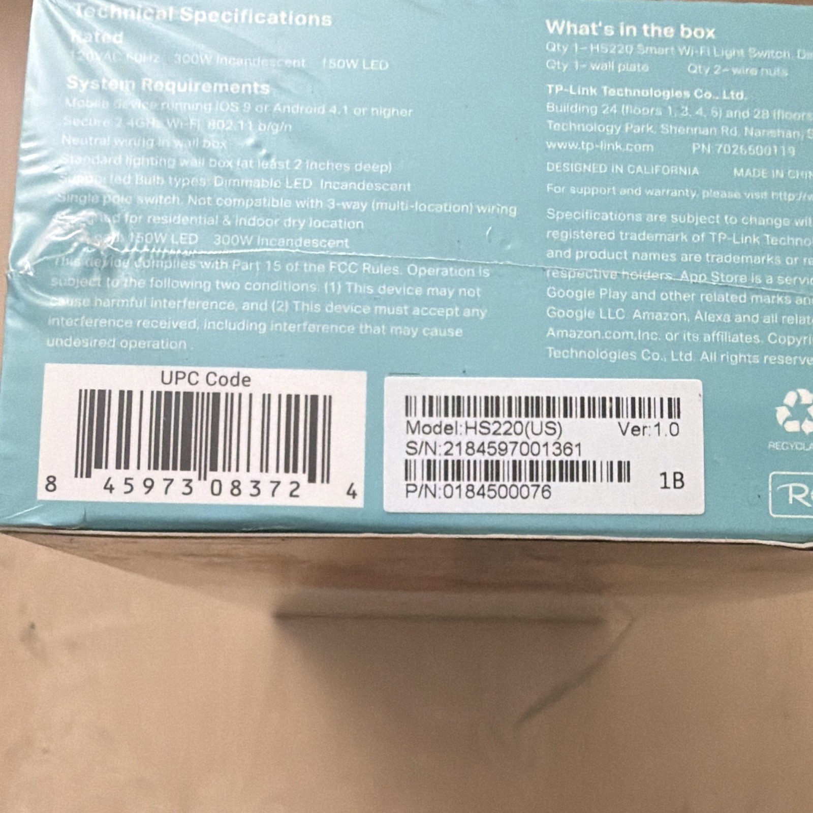 TP-Link HS220(US) Smart Wi-Fi Dimmer Wall Switch App Control White
