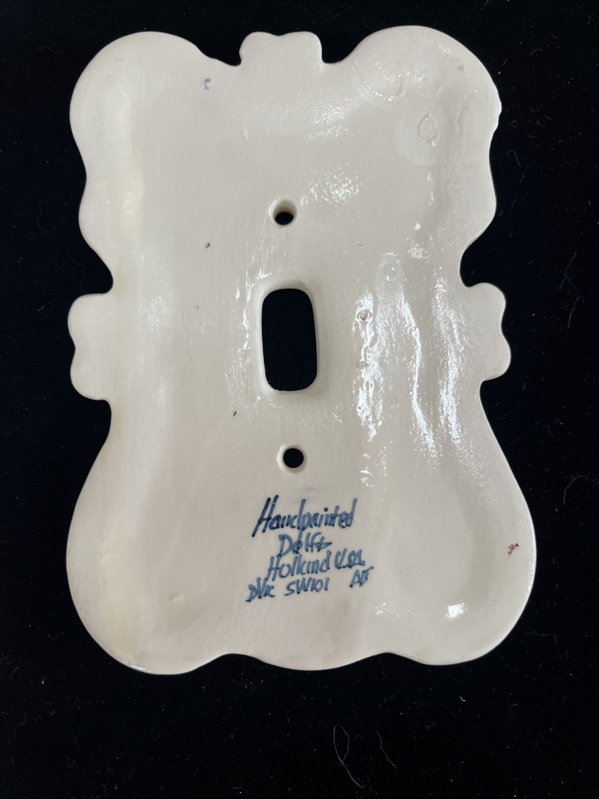 Handpainted Delft Blue Light Switch Plate Cover 6 x 4.25 Scalloped Edge Windmill