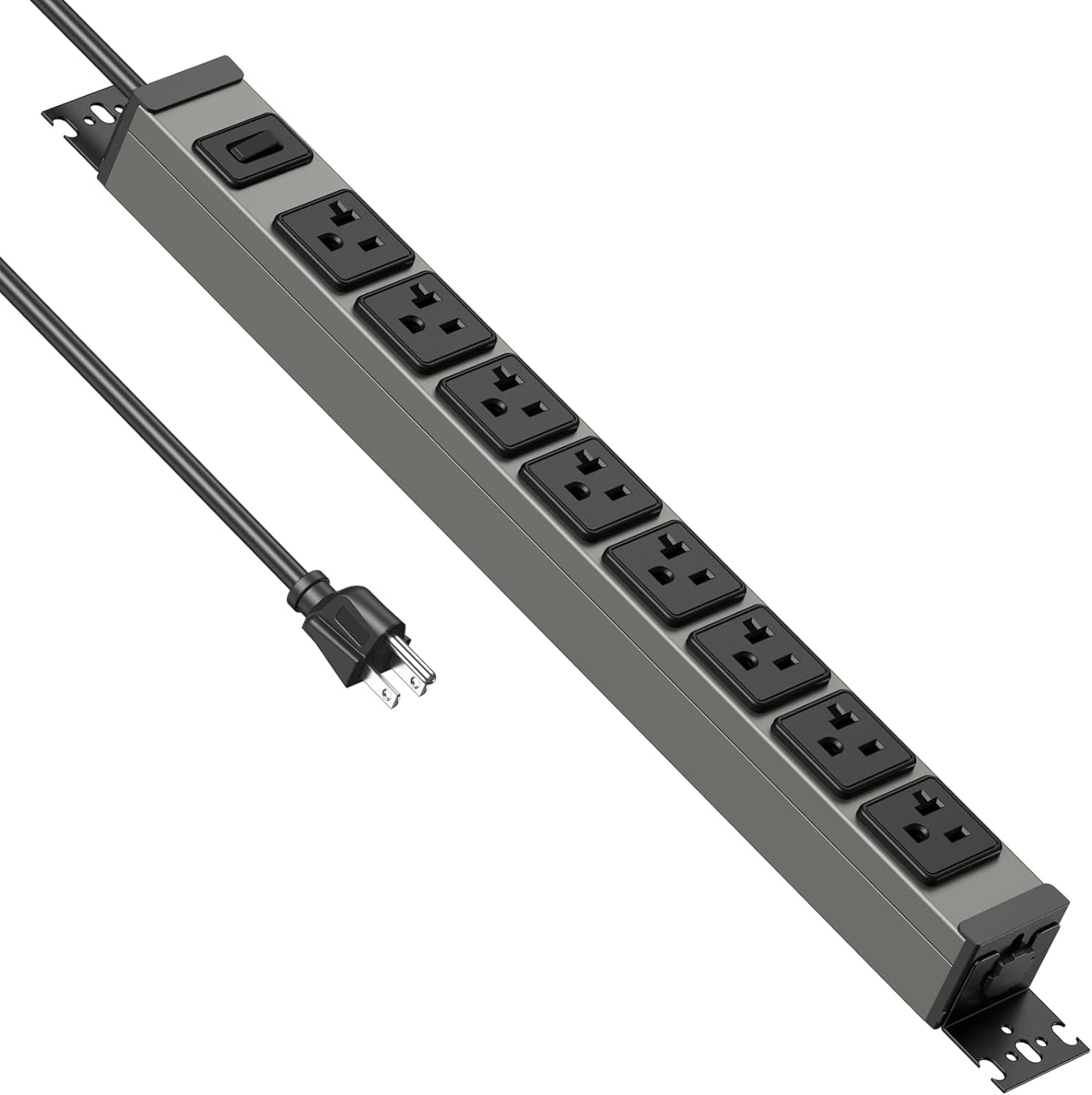 Heavy Duty Power Strip Wall Mount, 20 Amp Surge Protector 1200J Metal 8 Outlet u