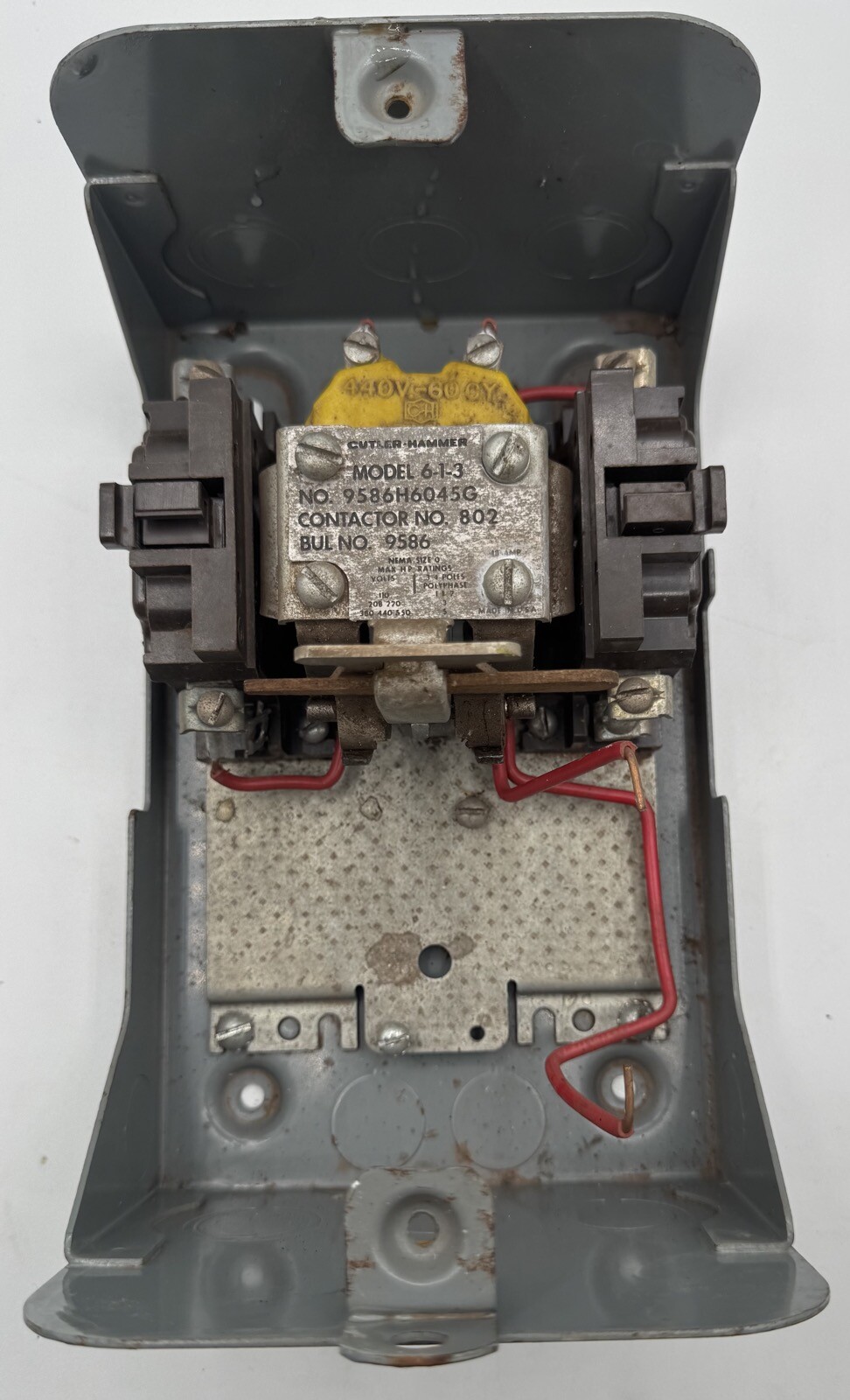 Cutler-Hammer Model 6-1-3 Contactor No. 802 BUL No. 9586