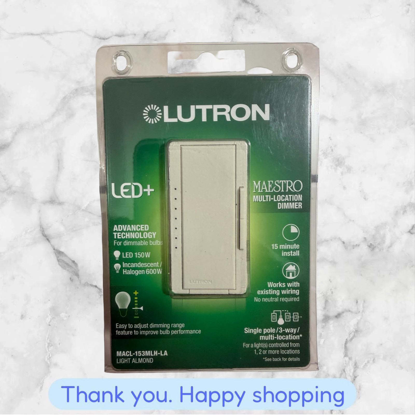 Lutron Maestro LED+ Dimmer Switch White MACL-153M 150W Single-Pole/3-Way NEW
