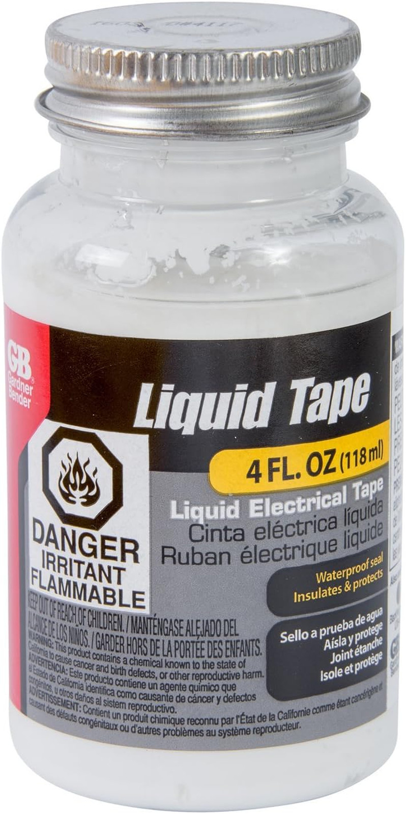LTW-400 4OZ WHT LIQ Elec Tape, 4 Oz Bottle, White, 4 Fl Oz