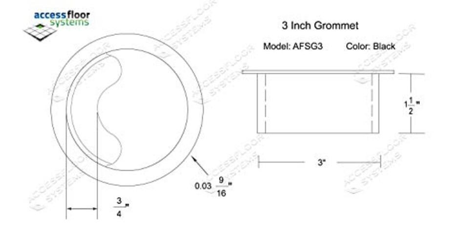 Heavy Duty Floor Grommet w/Cover | Black ABS Plastic Grommet for Cable 3 Inch