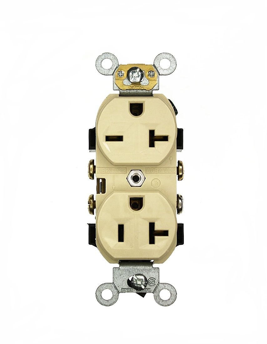 20 Amp, 125/250 Volt, Narrow Body Duplex Receptacle, Straight Blade, Commerci…