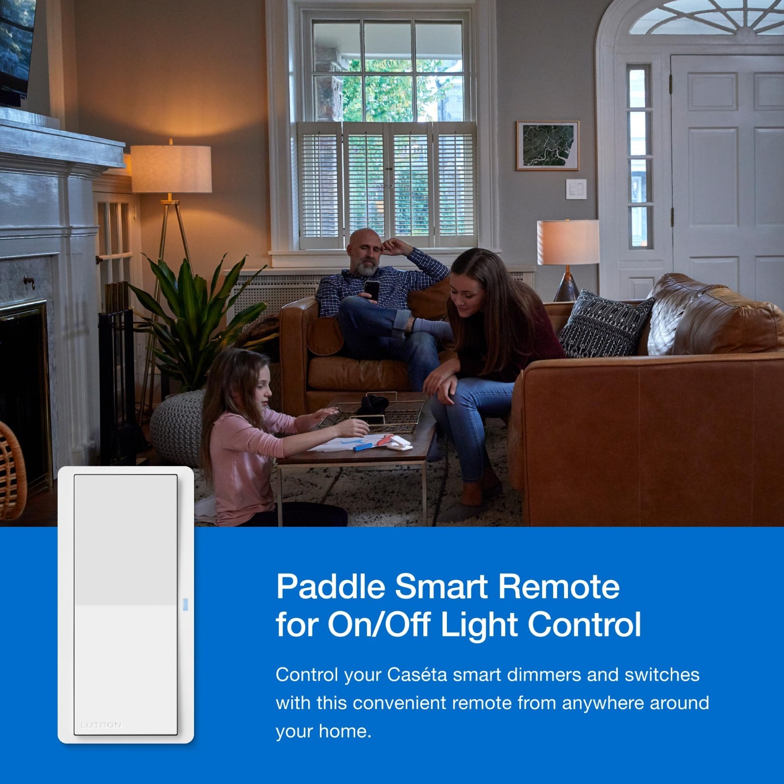 Smart Remote Control for Caseta Switches/Dimmers – On/Off Paddle, Black