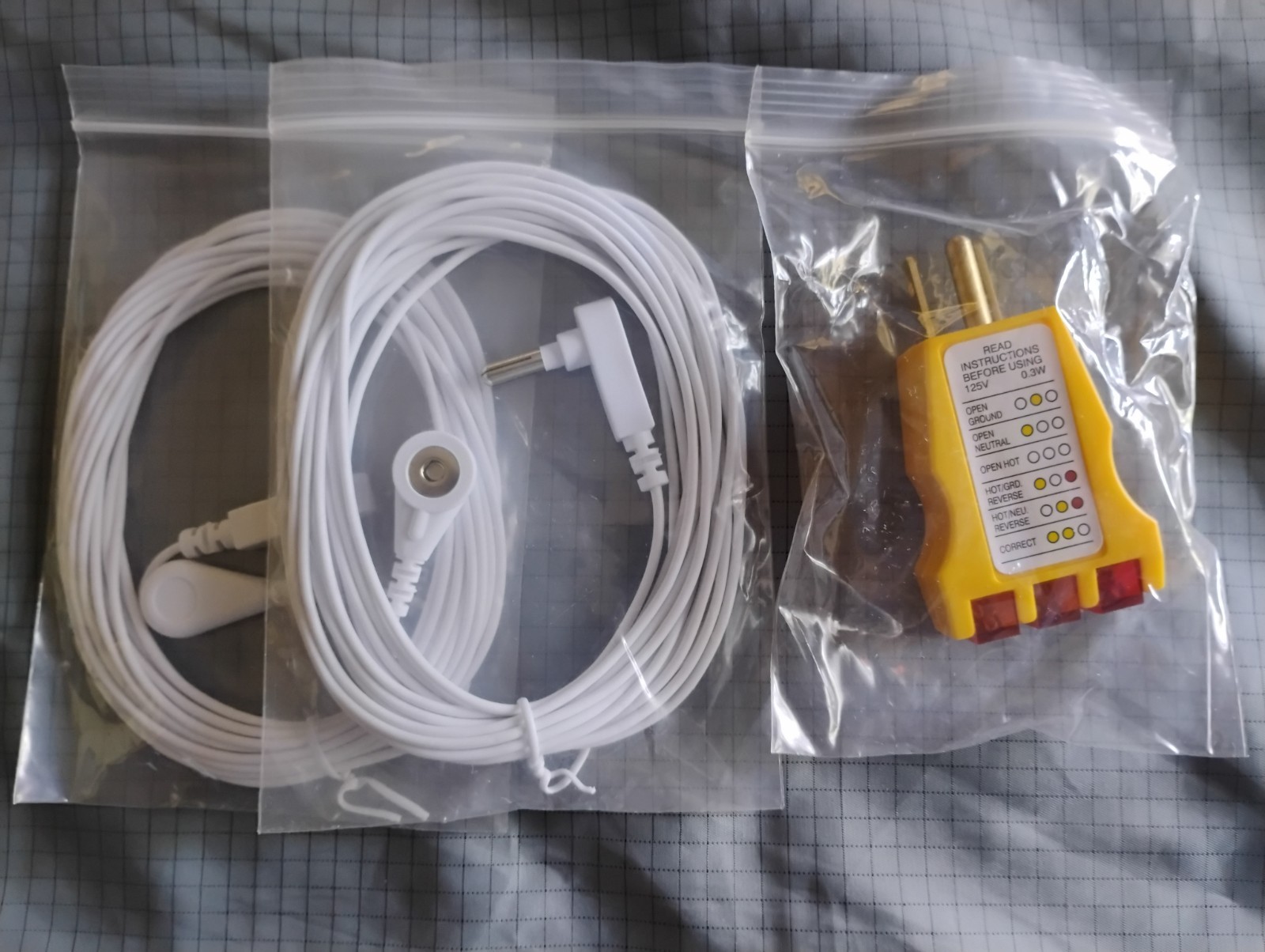 2 Pack Grounding Cords with Outlet Tester Replacement Earthing Cable Accessories