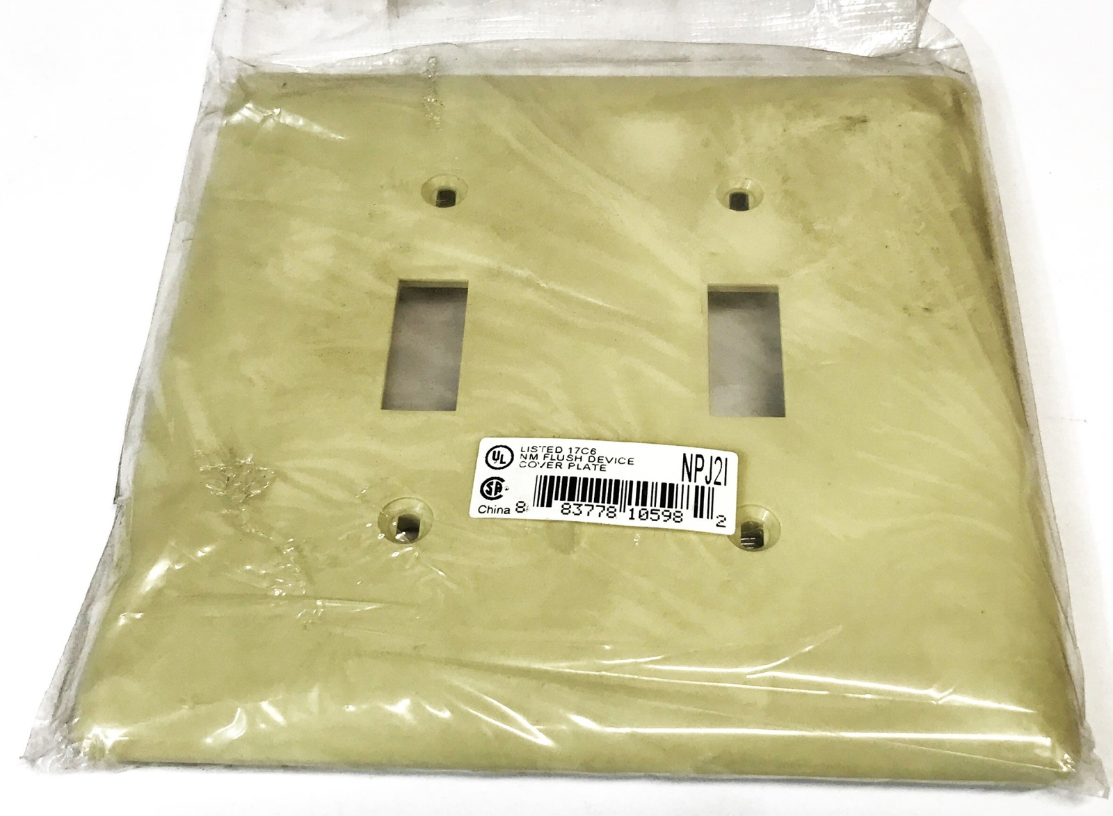 Unbranded Ivory Plastic 2-Gang 2-Switch Wall Plate NPJ21 [Lot of 30] NOS