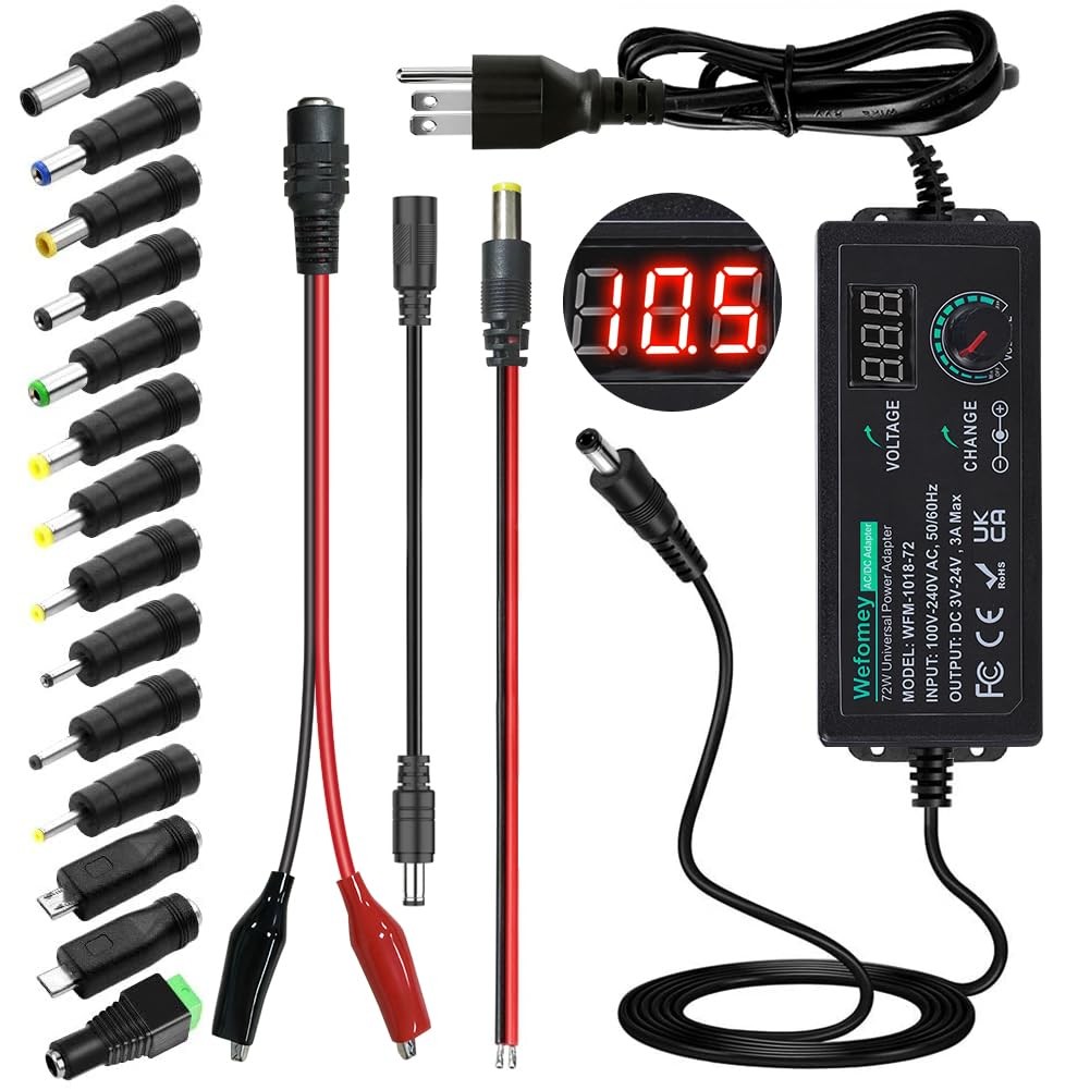 Universal Power Supply 3V~24V 3A 72W Adjustable Variable 3V 5V 6V 9V 12V 15V 18V