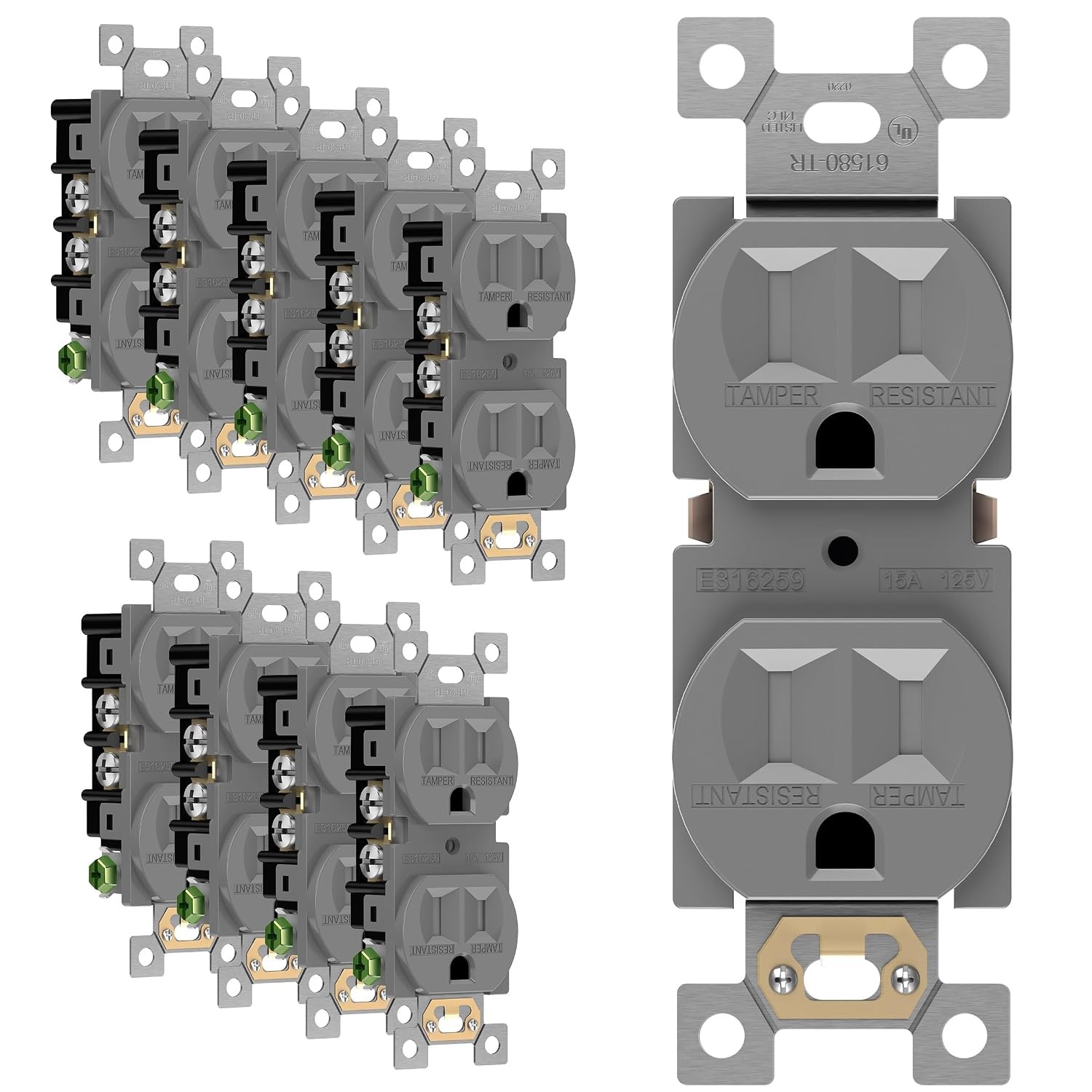 Tamper-Resistant Child Safe Duplex Receptacle Outlet Residential Grade