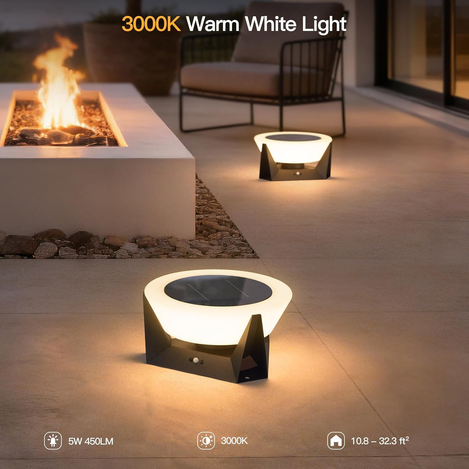 Solar Post Lights Outdoor, 11″ Outdoor Pillar Lights, IP54 Waterproof Solar Powe