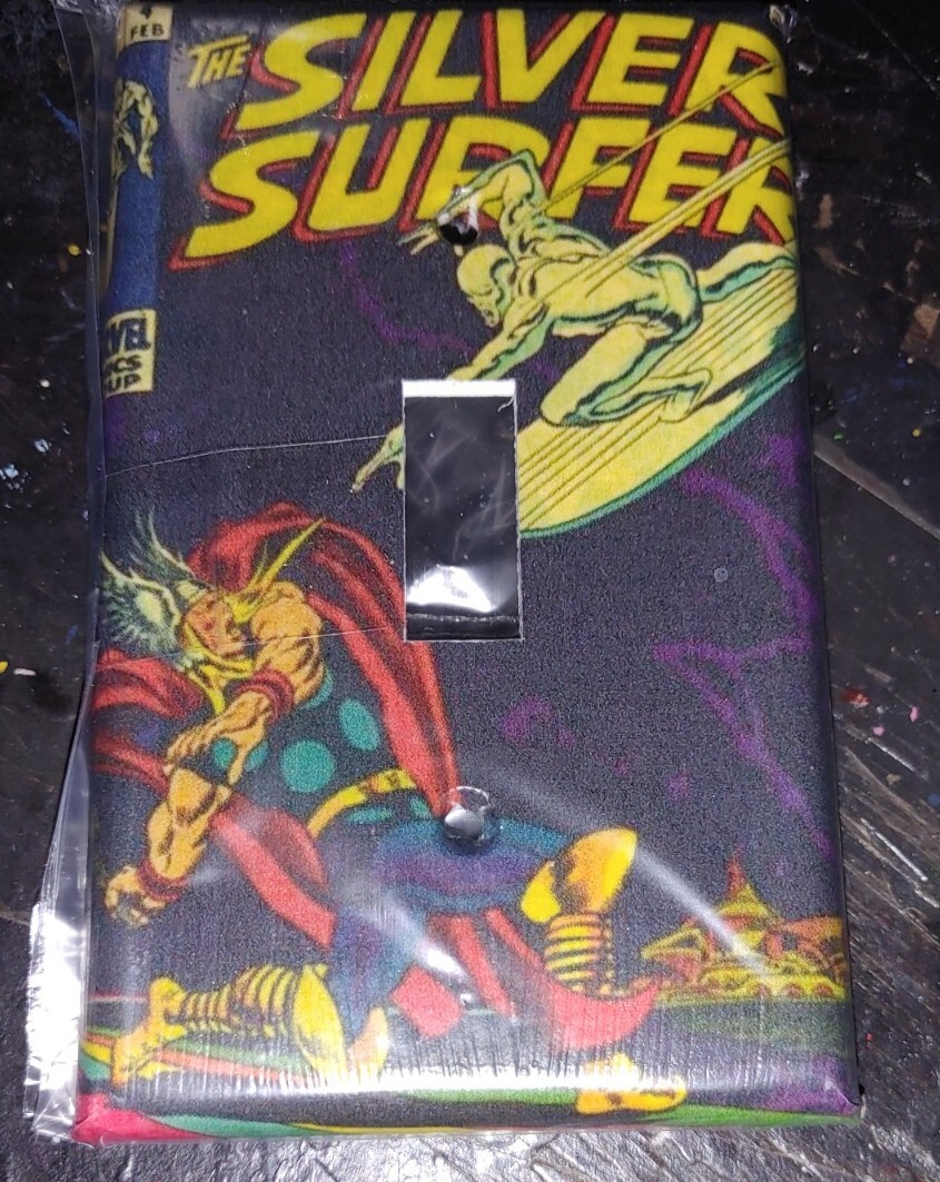 Custom Handmade – Silver Surfer #4 – Single Toggle Light Switch Cover