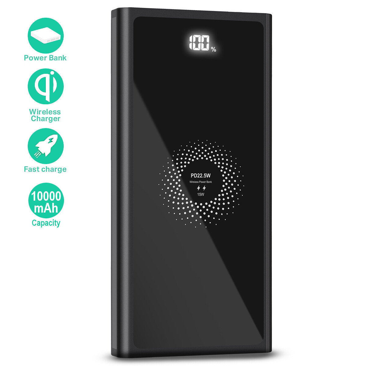 10000mAh LED Display Portable Charger 3A USB C External Battery Phone Power Bank