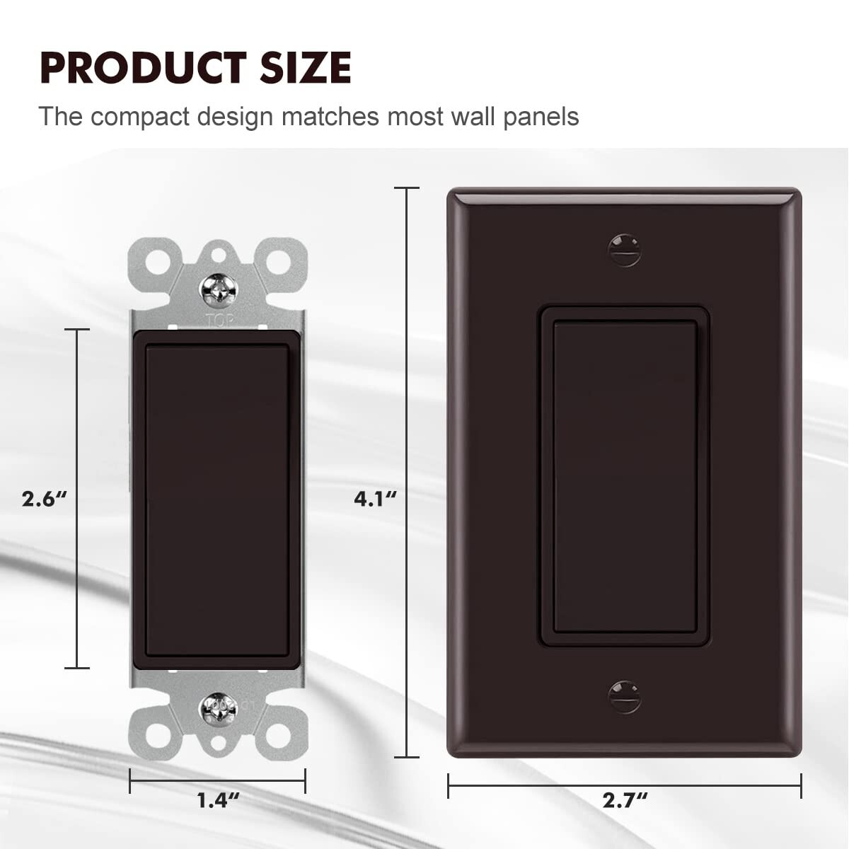 Decora 3 Way Light Switch brown, Single Pole Paddle Rocker UL ,15A ,10 Pack
