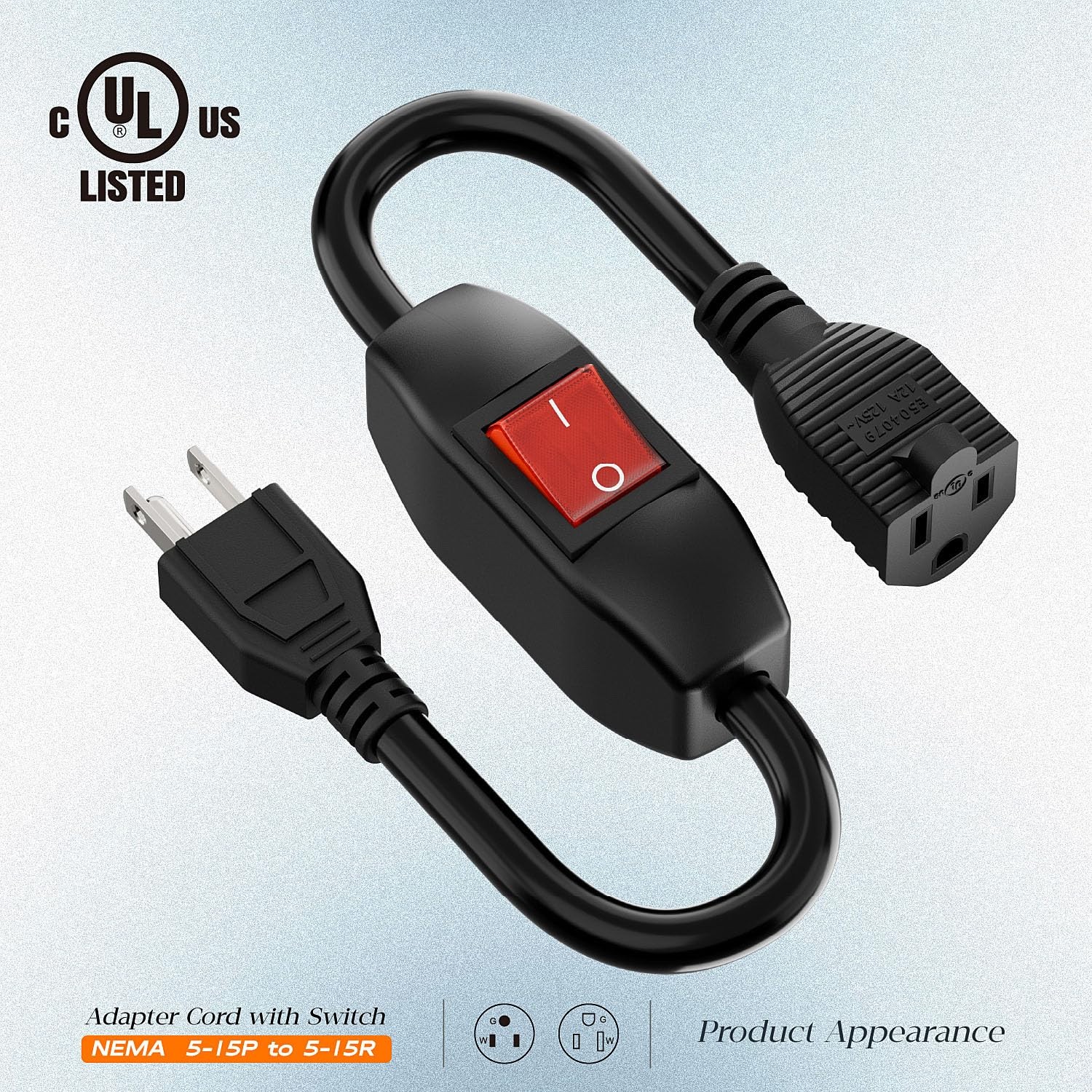 Inline On/Off Switch Extension Cord, 3-Prong Household Switchable Power Cords…