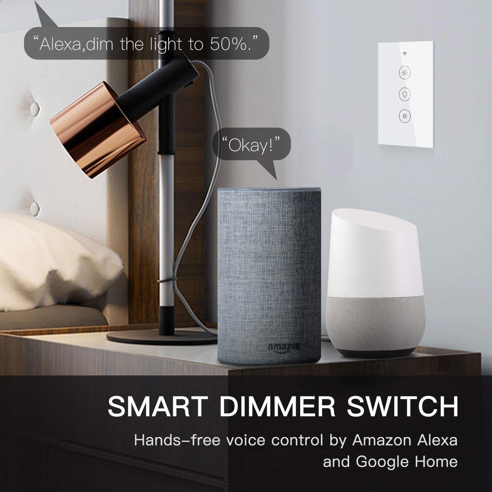 MOES WiFi RF Smart Dimmer Light Switch Wall Touch Glass Panel Alexa Google APP