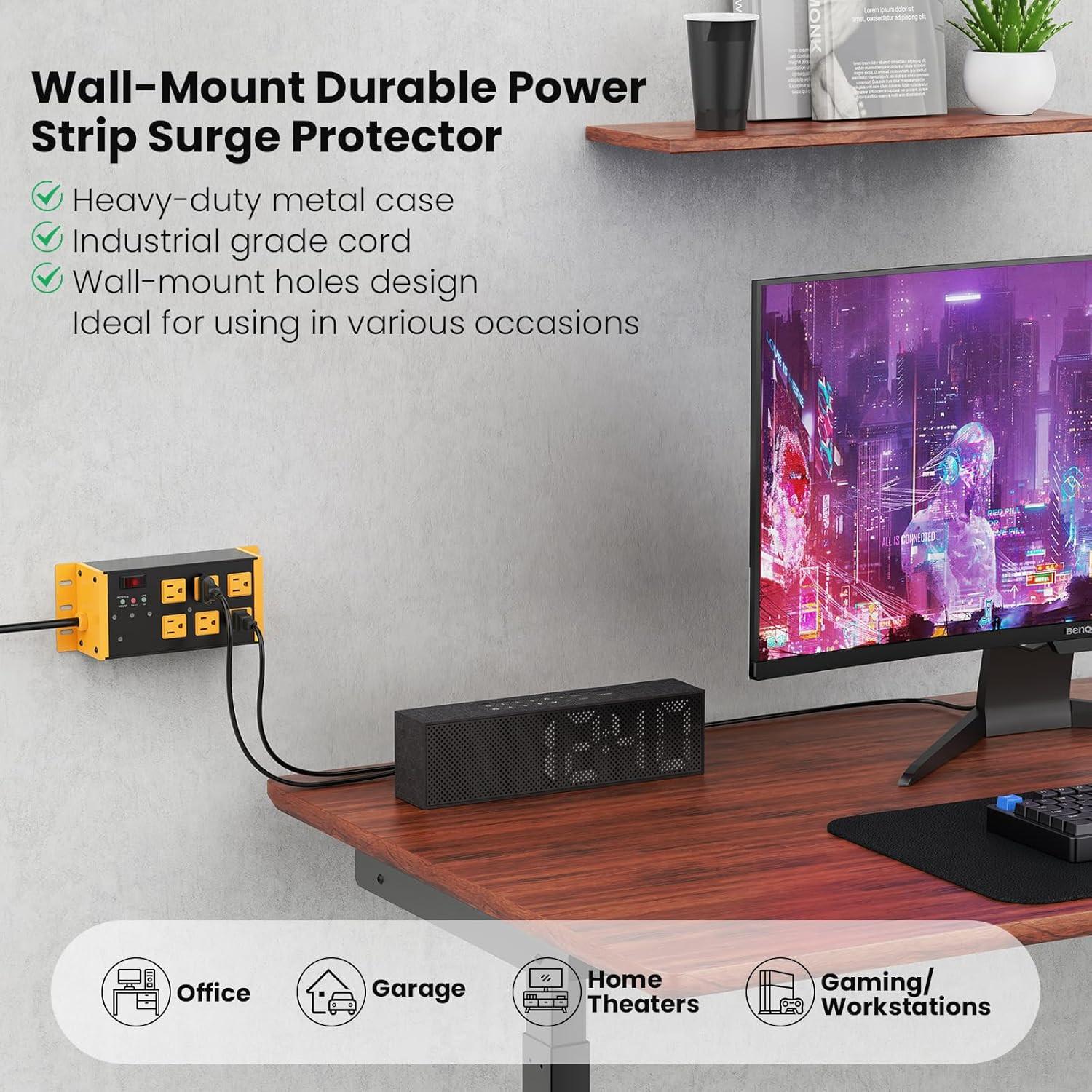 Heavy Duty Power Strip Surge Protector 4800J, 6 Outlets with EMI/RFI Filtering a