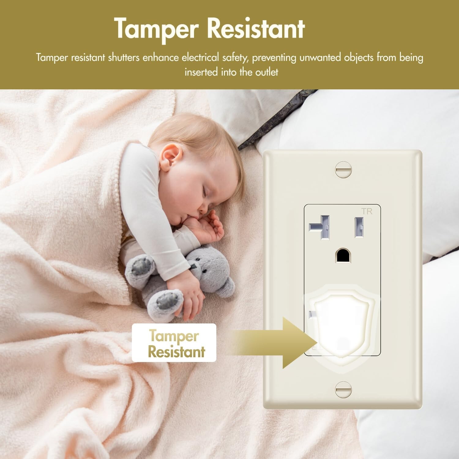 10pack Ivory Outlet Socket, Decora Duplex Receptacle, 20 Amp 125 Volt With Plate