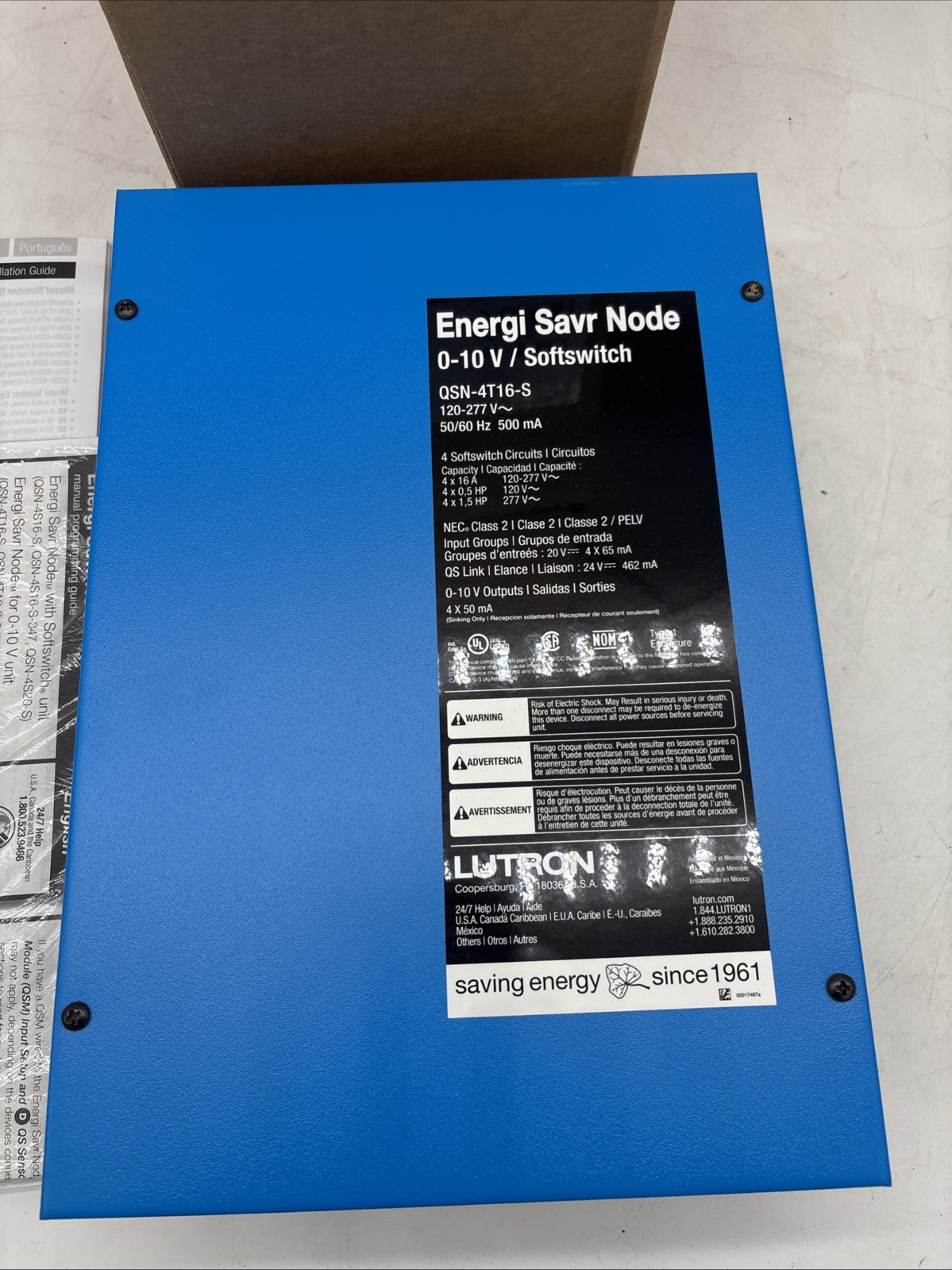 Lutron QSN-4T16-S Energi Savr Node 0-10 V / Softswitch Brand New