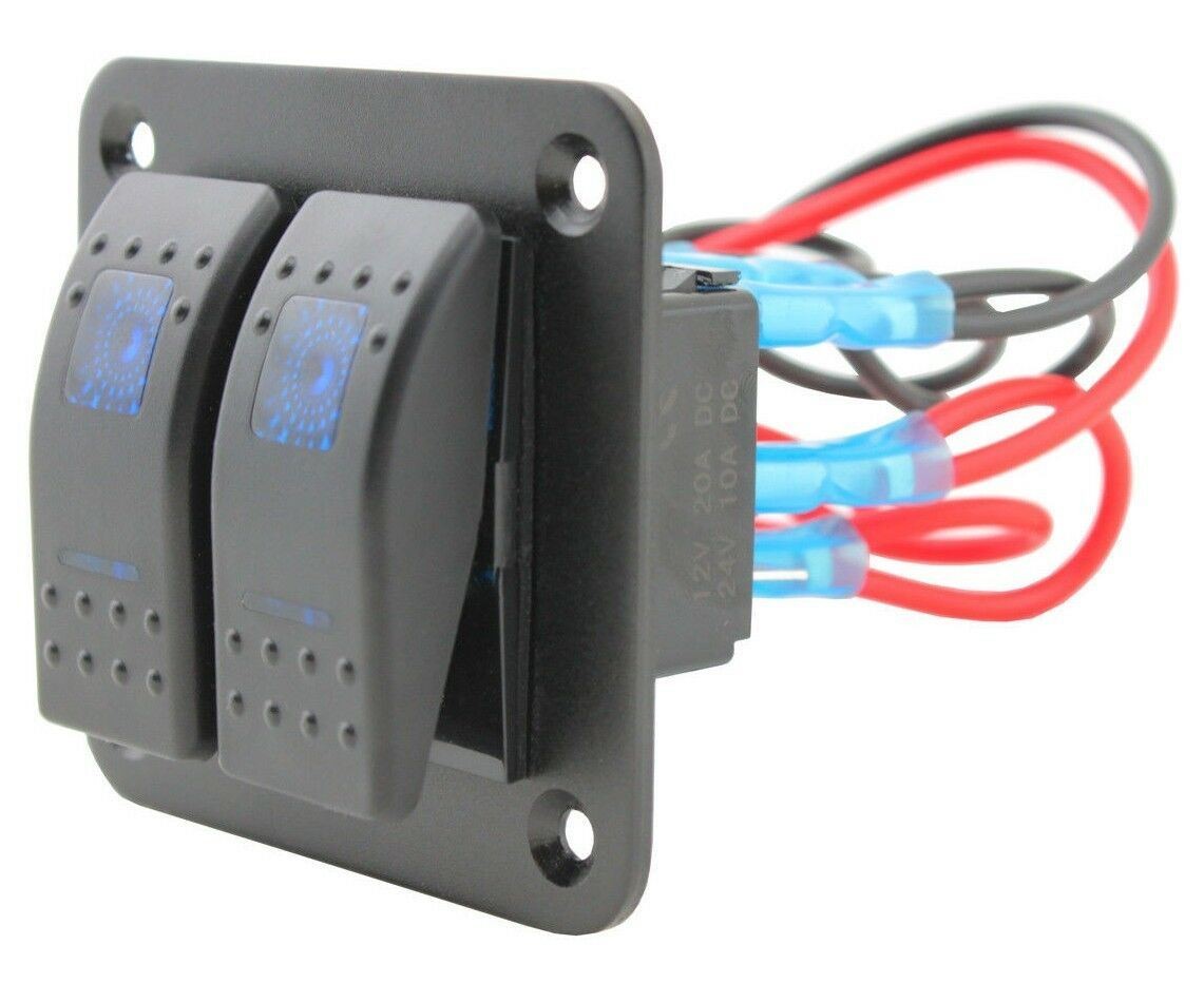 Rocker Switch Gang Panel BLUE LED SIZE 1 2 3 4 5 6 7 8 – 4×4 Boat Caravan Marine