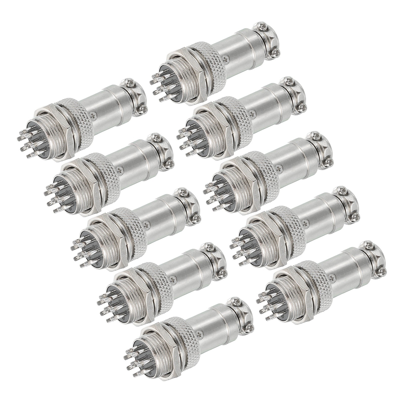 10Pcs 8 Pin Aviation Connector 250V 15A 16mm Metal Circular Connector Silver