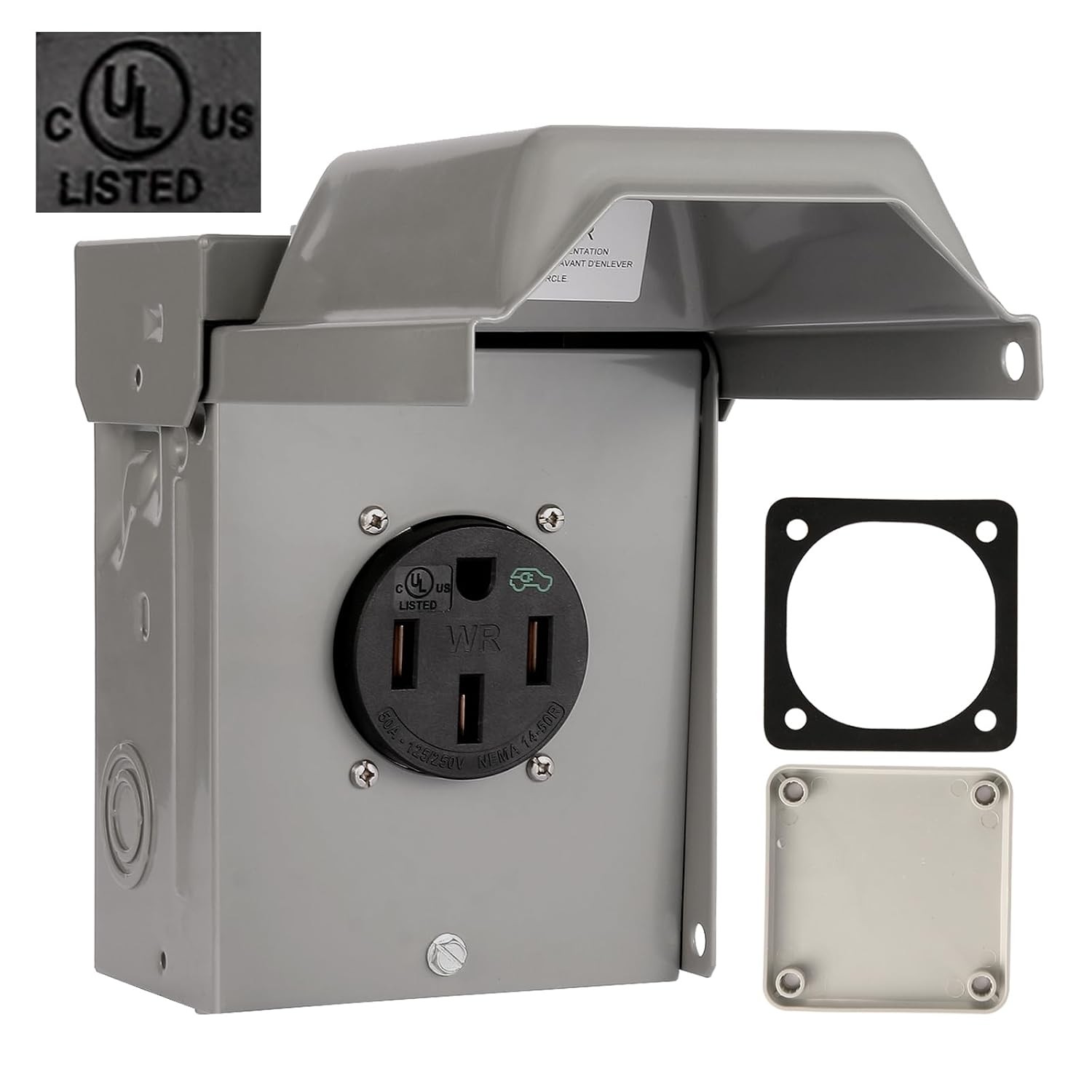 50 Amp EV/RV Power Outlet Box, NEMA 14-50R Receptacle EV Charger Outlet Box,Heav