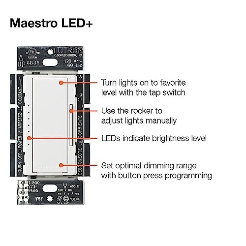 Lutron MACL-153MH-AL Maestro LED+ Dimmer 150W Almond Single-Pole/Multi-Location