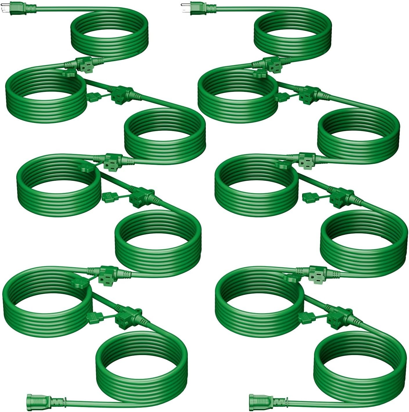 Durable 100FT Outdoor Extension Cord with 12 Integrated Outlets – Certified