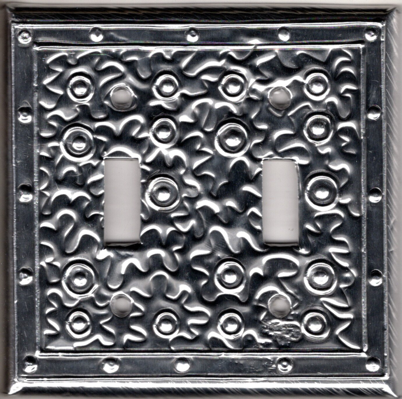 Aluminum Covered Plastic Double Toggle Wallplate by Metalyglass in Puerto Rico