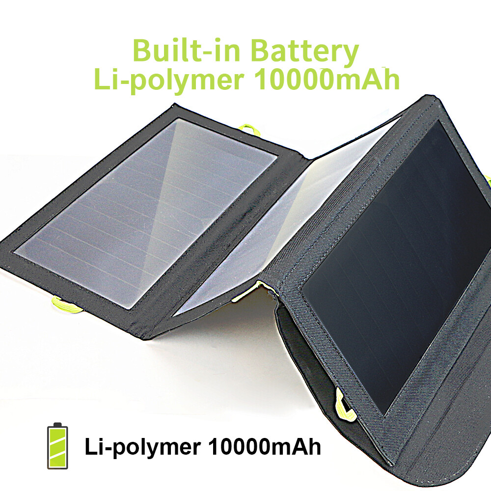 ALLPOWERS 21W Solar Charger with 10000mAh PowerBank and 3 Fast Charging USB-A/C