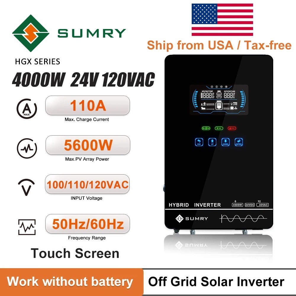 Sumry 4000W Off Grid Hybrid Inverter 24V 140A 5600W MPPT Solar Charger Pure Sine